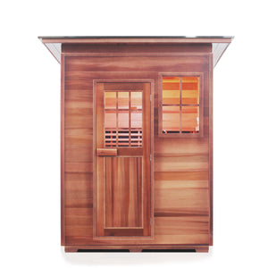 Enlighten Sauna Sierra 3 Person Slope Roof facing front in a white background