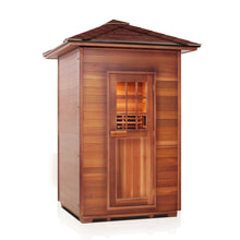 Load image into Gallery viewer, Enlighten Sauna Sierra 2 Person Peak Roof facing right in white background