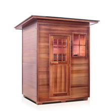 Load image into Gallery viewer, Enlighten Sauna Sierra 3 Person Slope Roof facing right in a white background
