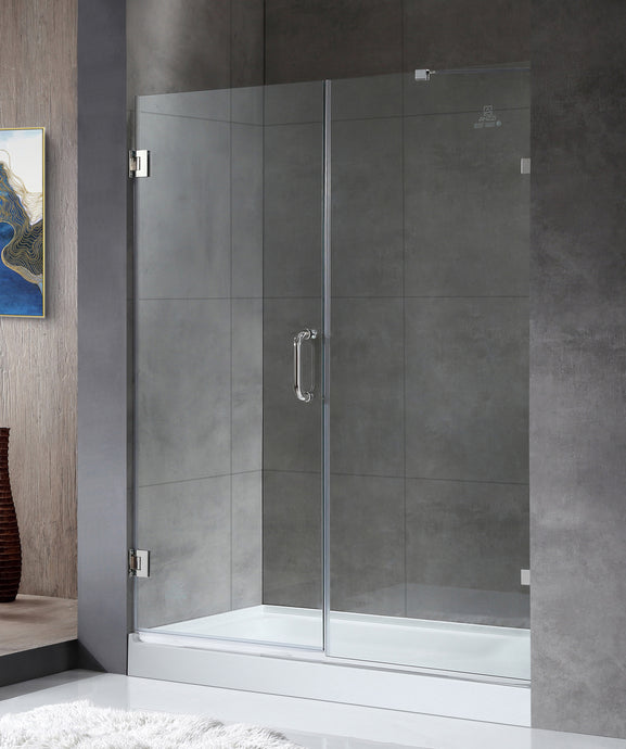 Consort Series 60 in. by 72 in. Frameless Hinged Alcove Shower Door in Polished Chrome with Handle