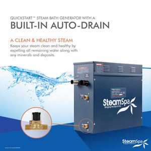 SteamSpa Oasis QuickStart Acu-Steam Bath Generator Package with Auto Drain and Digital Controller in Polished Gold