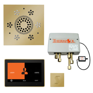 The Total Wellness Package with 10" ThermaTouch Trim Upgraded, by ThermaSol square polished brass