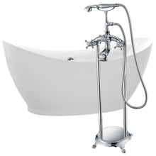 Load image into Gallery viewer, Reginald 68 in. Acrylic Soaking Bathtub in White with Tugela Faucet in Polished Chrome