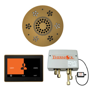 The Wellness Shower Package with ThermaTouch by ThermaSol 10 inch round antique brass