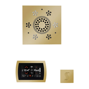 The Wellness Steam Package with SignaTouch by ThermaSol square polished brass trim upgraded