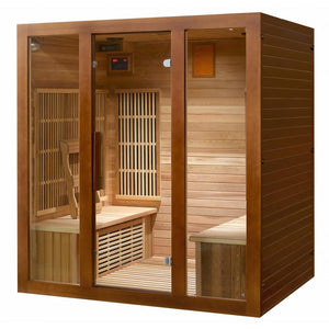 4 Person Cedar Sauna w/Carbon Heaters/Side Bench Seating - HL400KS Roslyn (8-10 Week Lead Time)
