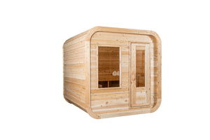 Dundalk Leisurecraft Canadian Timber Luna Sauna with white background facing the right
