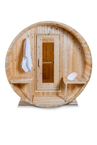 Dundalk Leisurecraft Canadian Timber Serenity Barrel Sauna facing front