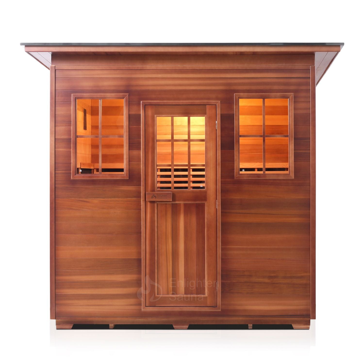 Enlighten Sauna Sierra 5 Person Slope Roof with front facing view in white background