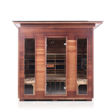 Load image into Gallery viewer, Enlighten Sauna Rustic 5 Person Slope Roof front facing view with white background