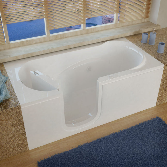 MediTub Step-In 30 x 60 Left Drain White Whirlpool Jetted Step-In Bathtub - 3060SILWH