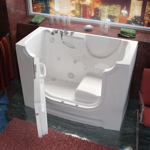 MediTub Wheel Chair Accessible 30 x 60 Left Drain White Whirlpool & Air Jetted Wheelchair Accessible Bathtub - 3060WCALWD