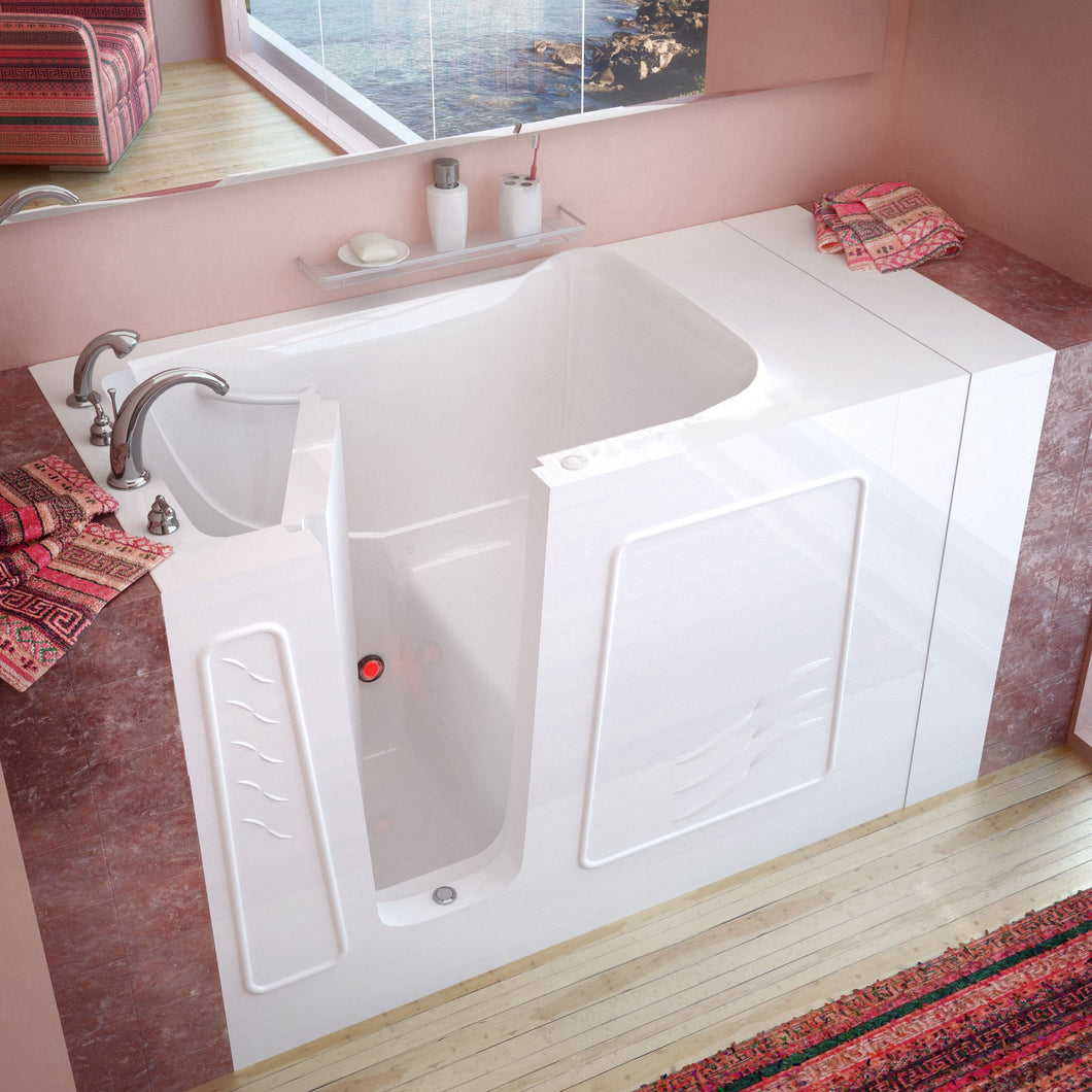 MediTub Walk-In 30 x 53 Left Drain White Soaking Walk-In Bathtub - 3053LWS