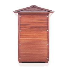 Load image into Gallery viewer, Enlighten Sauna Rustic 2 Person Peak Roof Back View