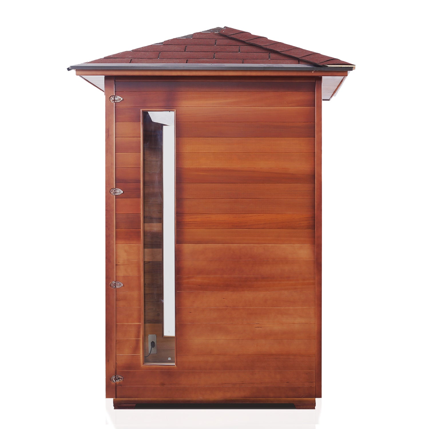 Enlighten Sauna Rustic 3 Person Peak Roof right side view with white background