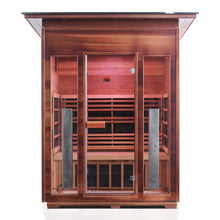 Load image into Gallery viewer, Enlighten Sauna Rustic 3 Person Slope Roof front facing view with white background
