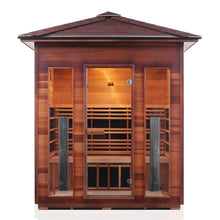 Load image into Gallery viewer, Enlighten Sauna Rustic 4 Person Peak Roof front facing view