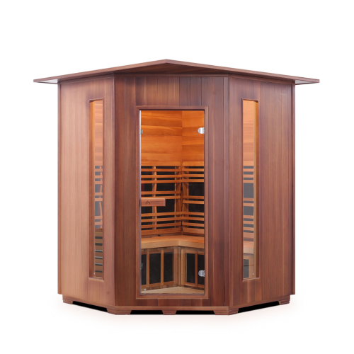 Enlighten Sauna - Diamond 4 Corner Indoor Infrared/Traditional Hybrid Sauna