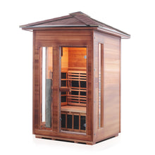 Load image into Gallery viewer, Enlighten Sauna Rustic 2 Person Peak Roof in a white background