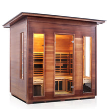 Load image into Gallery viewer, Enlighten Sauna Rustic 5 Person Slope Roof facing right with white background