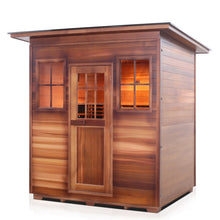 Load image into Gallery viewer, Enlighten Sauna Sierra 4 Person Slope Roof facing left with white background