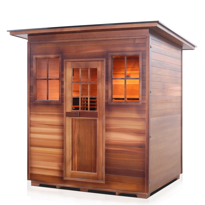 Enlighten Sauna Sierra 4 Person Slope Roof facing left with white background
