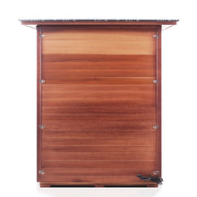 Load image into Gallery viewer, Enlighten Sauna Sierra 4 Person Slope Roof showing backside view with white background