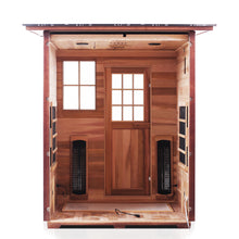 Load image into Gallery viewer, Enlighten Sauna Sierra 4 Person Slope Roof with back panel removed showing inside structure