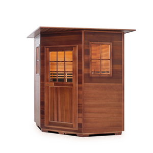 Enlighten Sauna - Sapphire 4 Corner Indoor Infrared/Traditional Hybrid Sauna