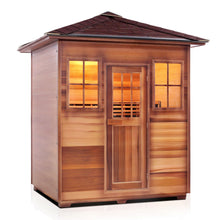 Load image into Gallery viewer, Enlighten Sauna Sierra 4 Person Peak Roof facing right with white background
