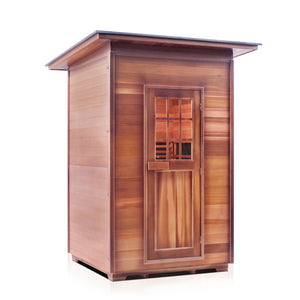 Enlighten Sauna Sierra 2 Person Slope Roof facing right with white background
