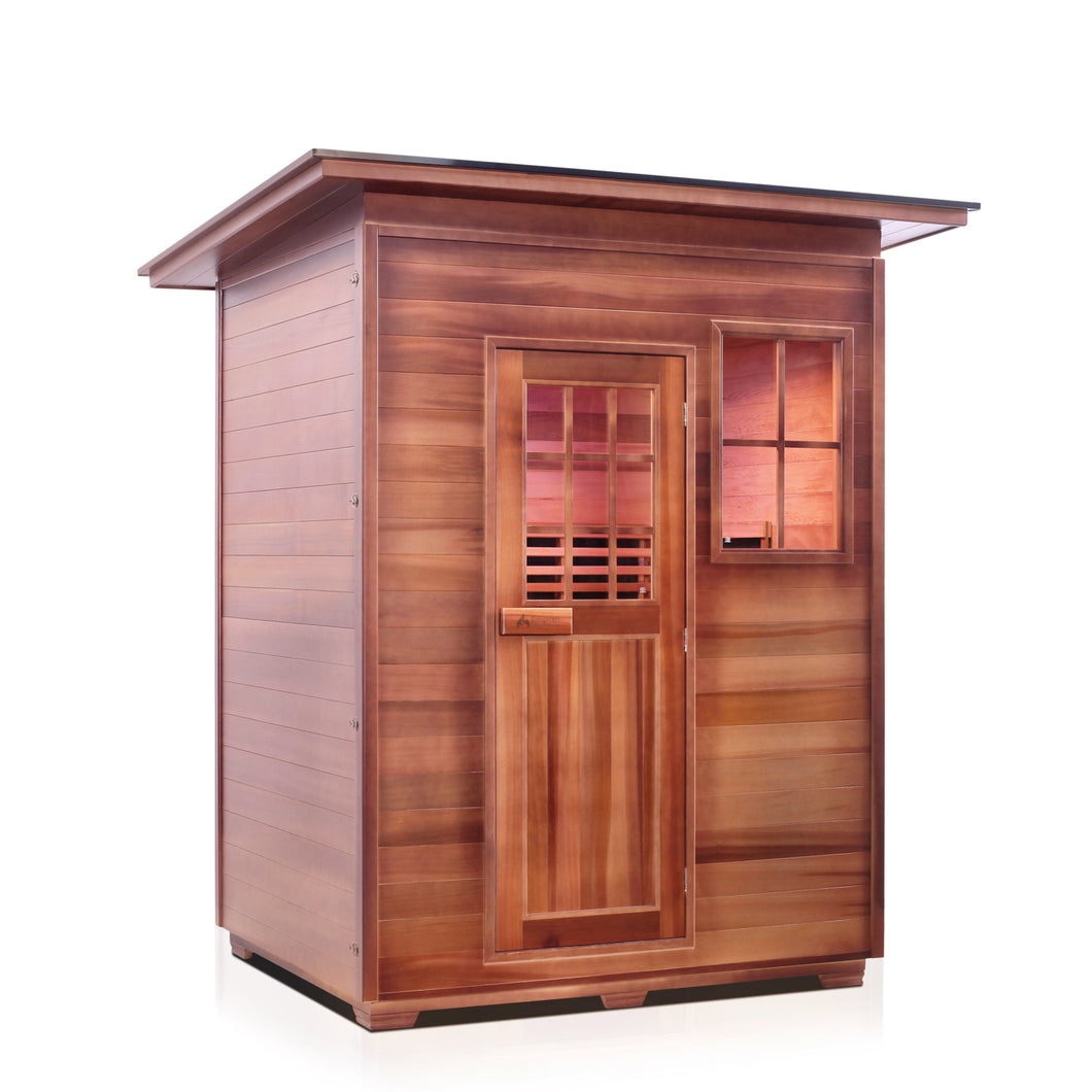 Enlighten Sauna Sierra 3 Person Slope Roof facing right in a white background