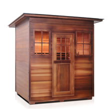 Load image into Gallery viewer, Enlighten Sauna Sierra 4 Person Slope Roof facing right with white background