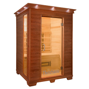 TheraSauna Far Infrared Two Person Plus Sauna facing right with white background