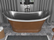 Load image into Gallery viewer, Ionian 67 in. Handmade Copper Double Slipper Flatbottom Non-Whirlpool Bathtub in Hammered Antique Copper