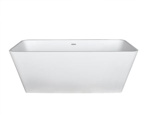 Cenere 4.9 ft. Solid Surface Classic Soaking Bathtub in Matte White and Kros Faucet in Chrome