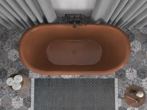Theodosius 68 in. Handmade Copper Double Slipper Flatbottom Non-Whirlpool Bathtub in Polished Antique Copper