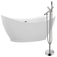 Load image into Gallery viewer, Reginald 68 in. Acrylic Soaking Bathtub in White with Havasu Faucet in Brushed Nickel