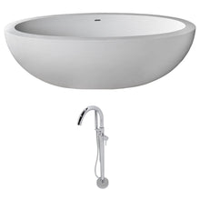 Load image into Gallery viewer, Lusso 6.3 ft. Solid Surface Classic Soaking Bathtub in Matte White and Kros Faucet in Chrome