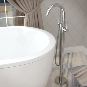 Cestino 5.5 ft. Solid Surface Classic Soaking Bathtub in Matte White and Kros Faucet in Chrome