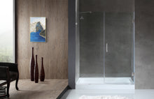 Load image into Gallery viewer, Consort Series 60 in. by 72 in. Frameless Hinged Alcove Shower Door in Brushed Nickel with Handle