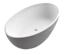 Load image into Gallery viewer, Hangiri 5.5 ft. Solid Surface Center Drain Freestanding Bathtub in Matte White