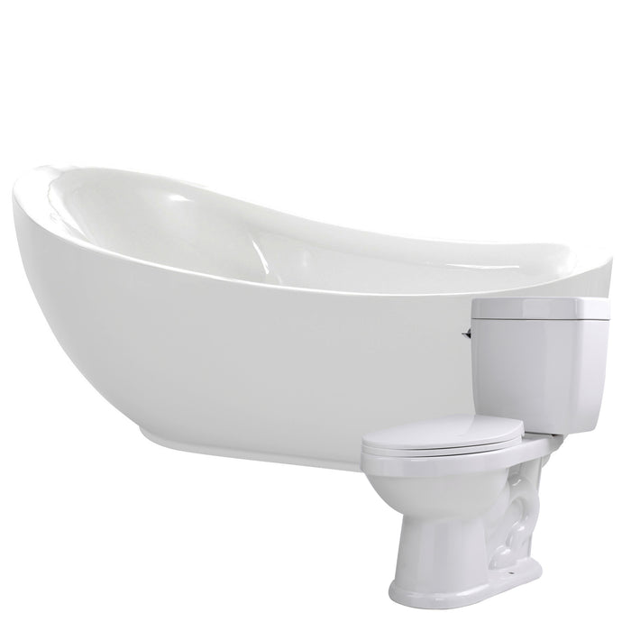Talyah 71 in. Acrylic Soaking Bathtub with Talos 2-piece 1.6 GPF Single Flush Toilet