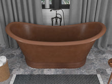 Load image into Gallery viewer, Nero 70 in. Handmade Copper Double Slipper Flatbottom Non-Whirlpool Bathtub in Hammered Antique Copper