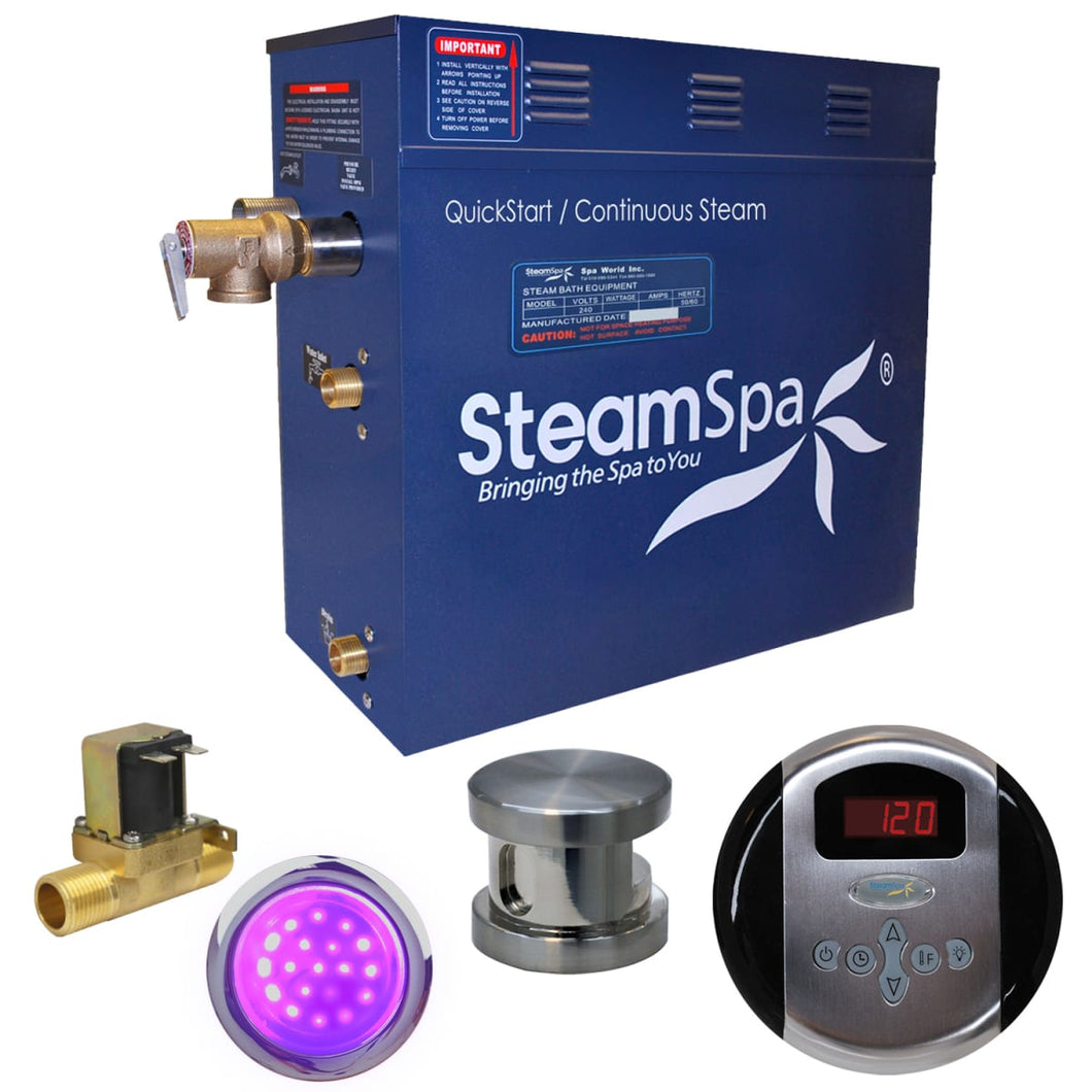 SteamSpa Indulgence QuickStart Acu-Steam Bath Generator Package with Built-in Auto Drain in Brushed Nickel