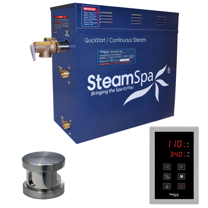 SteamSpa Oasis QuickStart Acu-Steam Bath Generator Package with Touch Controller in Brushed Nickel
