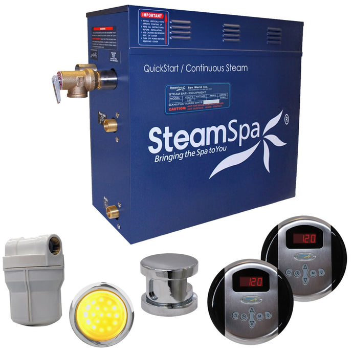 SteamSpa Royal QuickStart Acu-Steam Bath Generator Package in Brushed Nickel