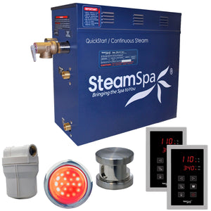 SteamSpa Royal QuickStart Acu-Steam Bath Generator Package in Brushed Nickel with Touch Controller