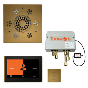 The Total Wellness Package with 10" ThermaTouch Trim Upgraded, by ThermaSol square antique brass
