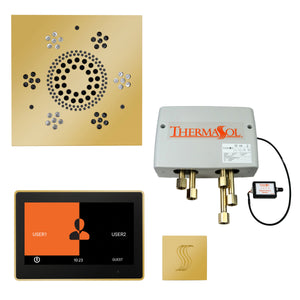 The Total Wellness Package with 10" ThermaTouch Trim Upgraded, by ThermaSol square polished gold